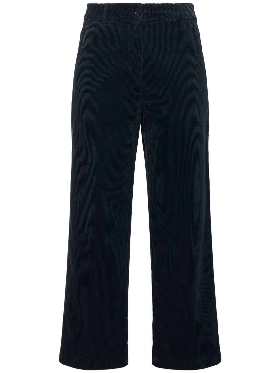 Aspesi Corduroy Straight High Rise Pants In Navy