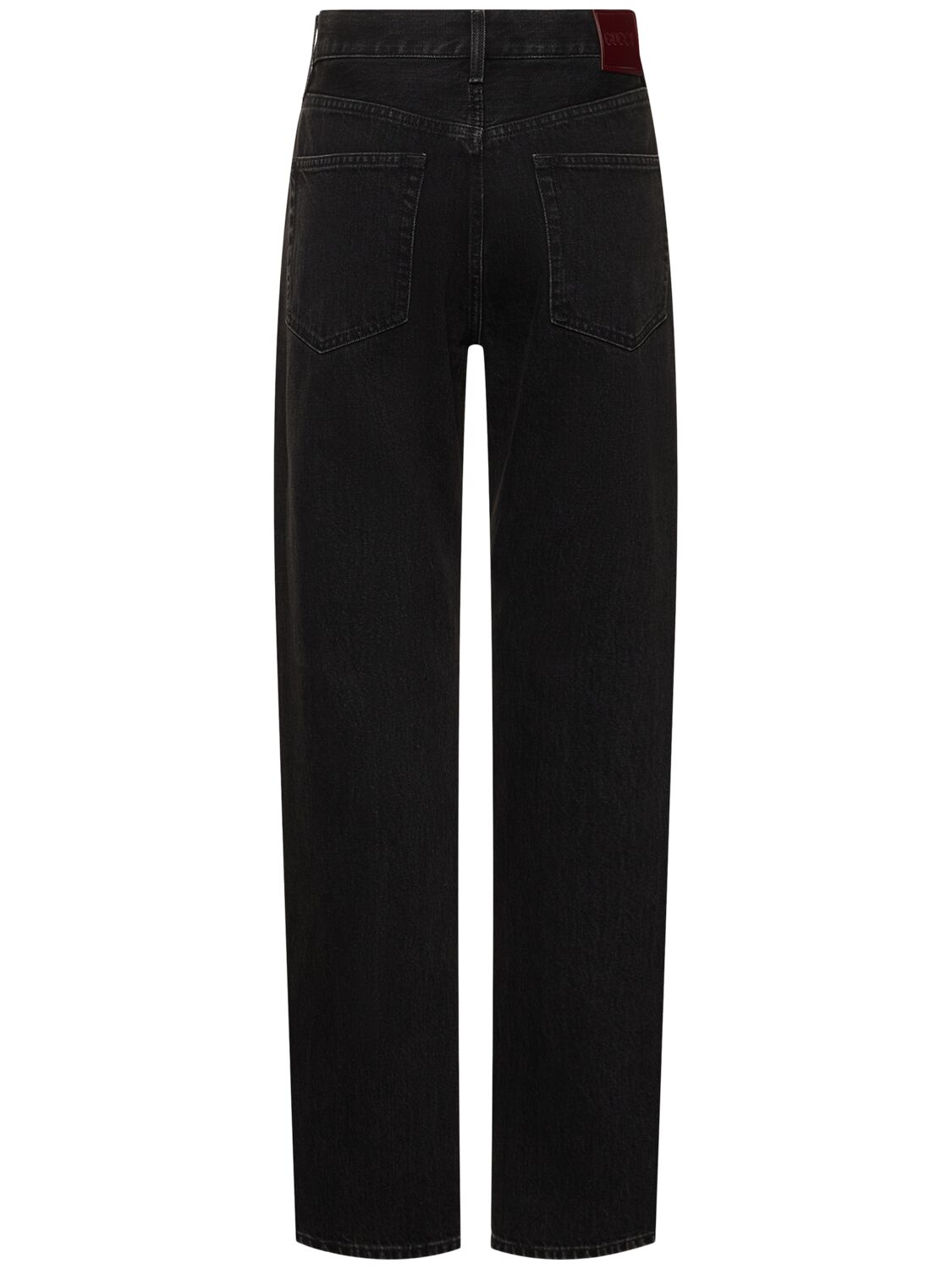 Shop Gucci Denim Straight Jeans W/ Laser Detail In Dark Grey