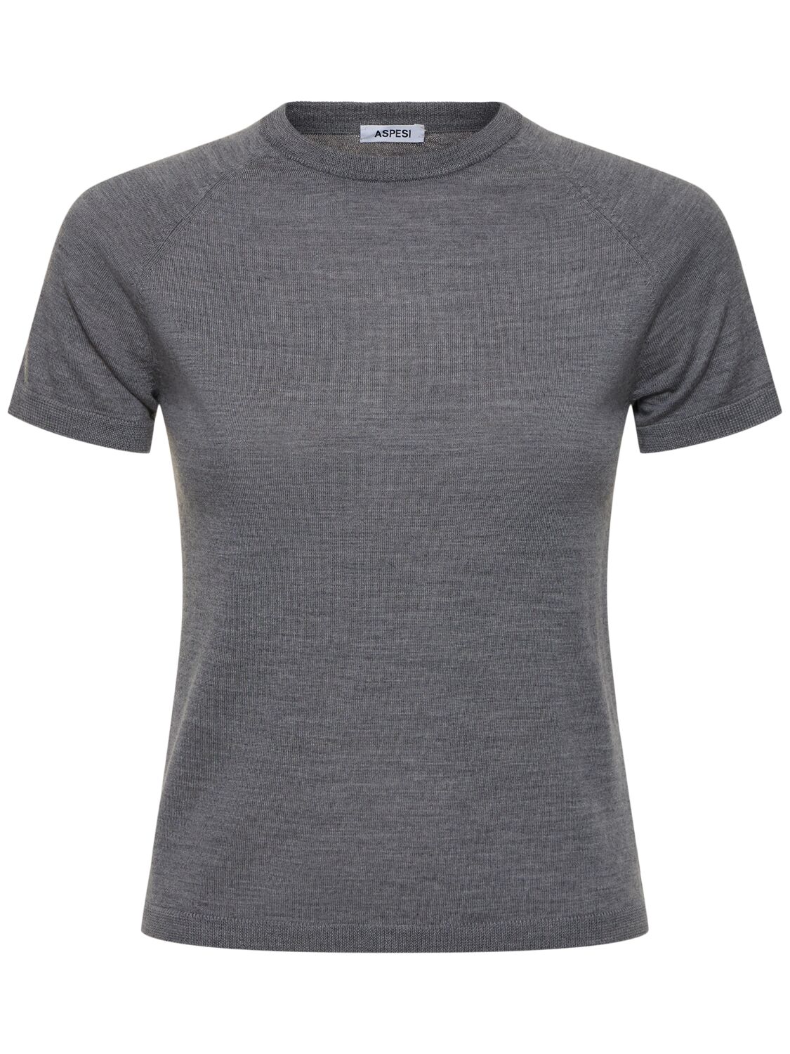 Aspesi Virgin Wool Knit Crewneck T-shirt In Grey