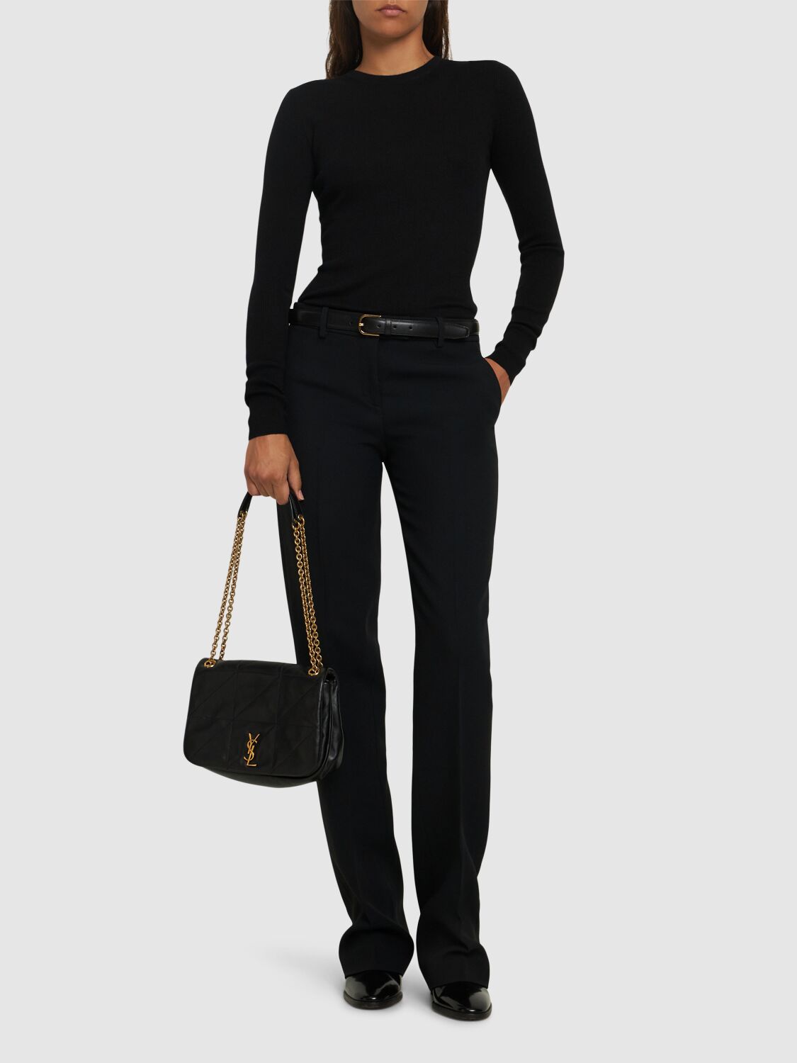 Shop Michael Kors Carolyn Crepe Sable Straight Pants In Black