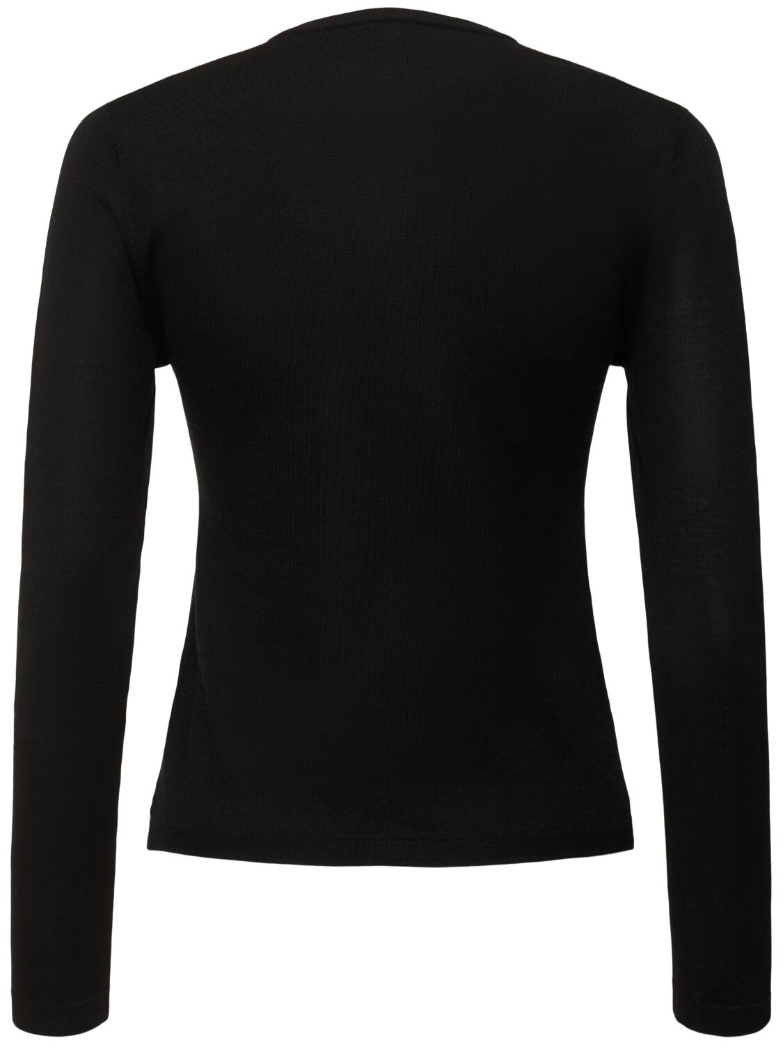 Shop Aspesi Merino Wool Knit Crewneck Cardigan In Black