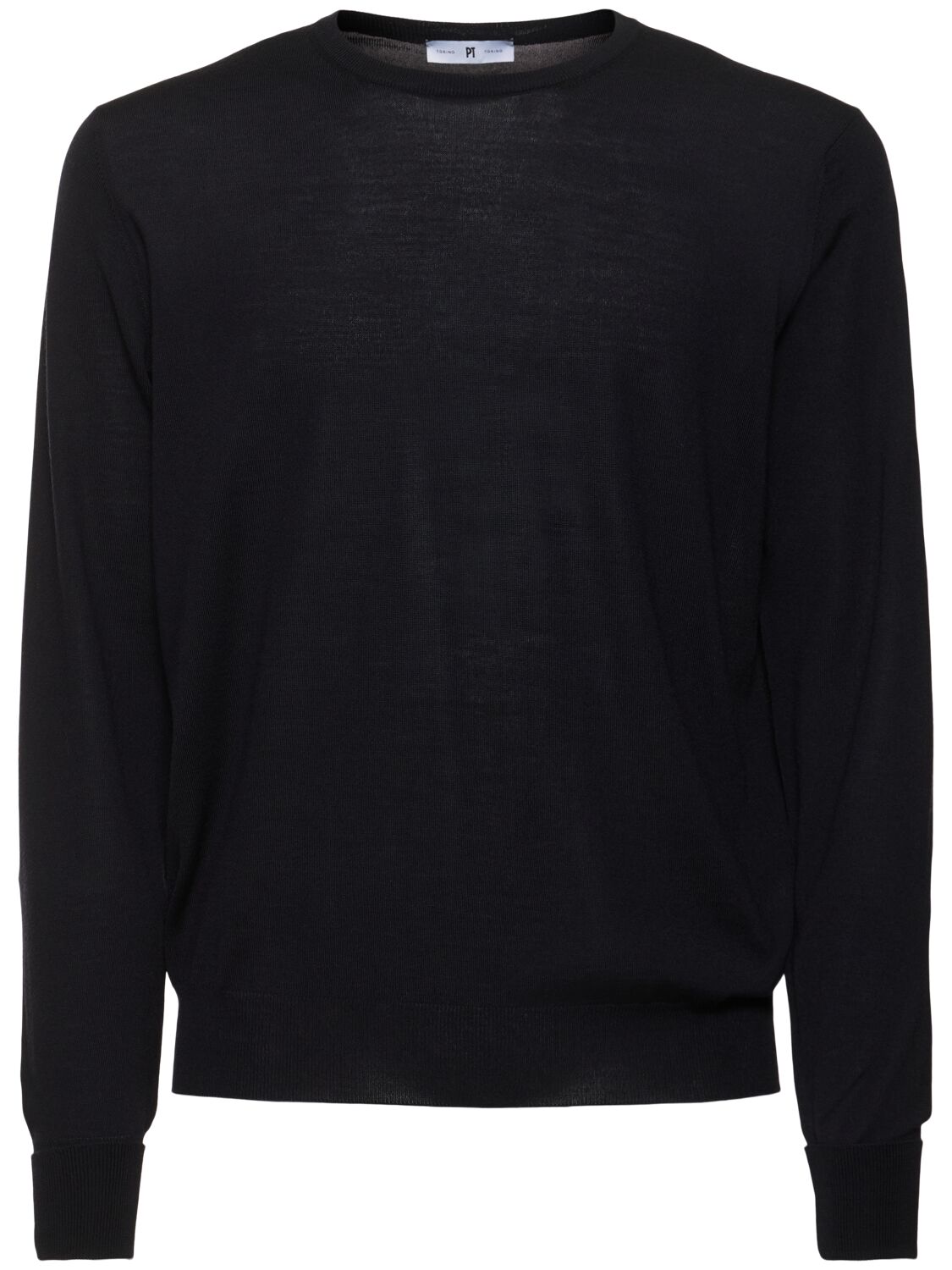 Pt Torino Superfine Wool Slim Fit Crewneck Jumper In Black