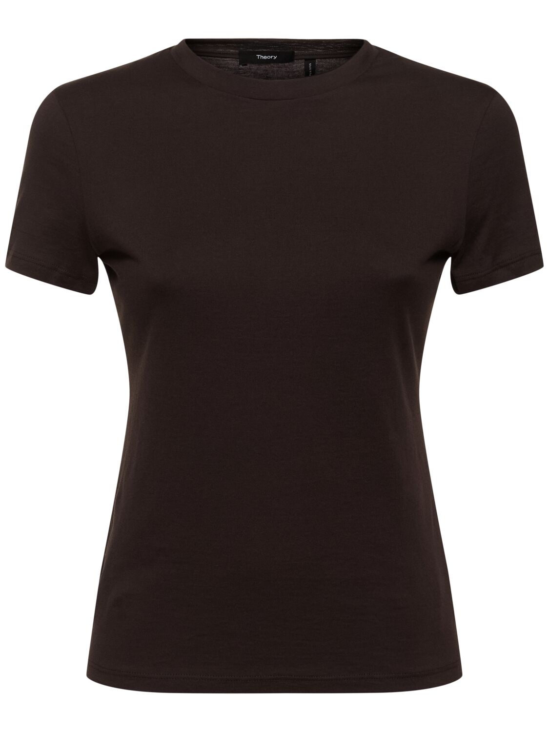 Theory Cotton Jersey Short Sleeved T-shirt In Dark Brown