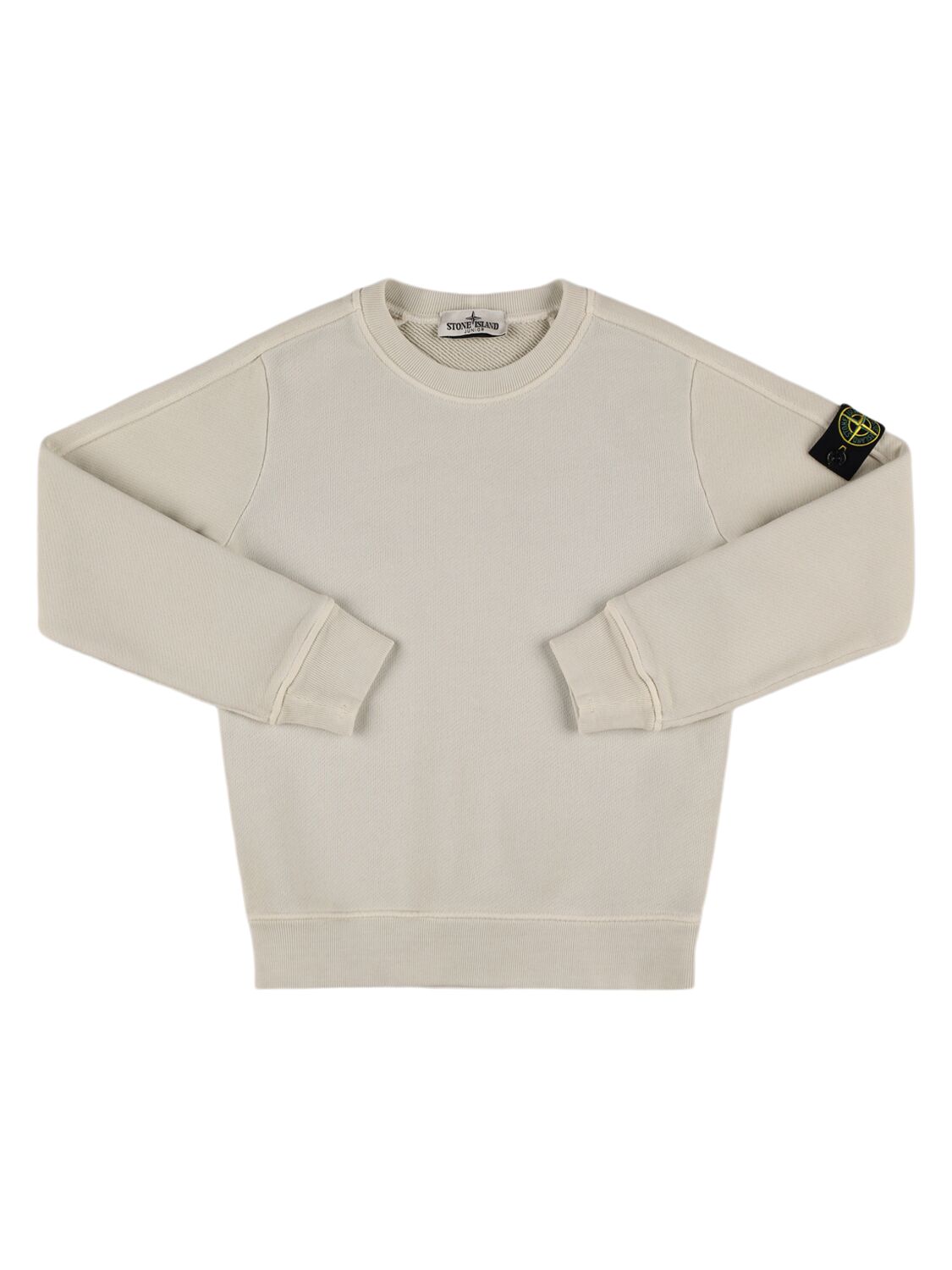 STONE ISLAND JUNIOR Organic Cotton Crewneck Sweatshirt