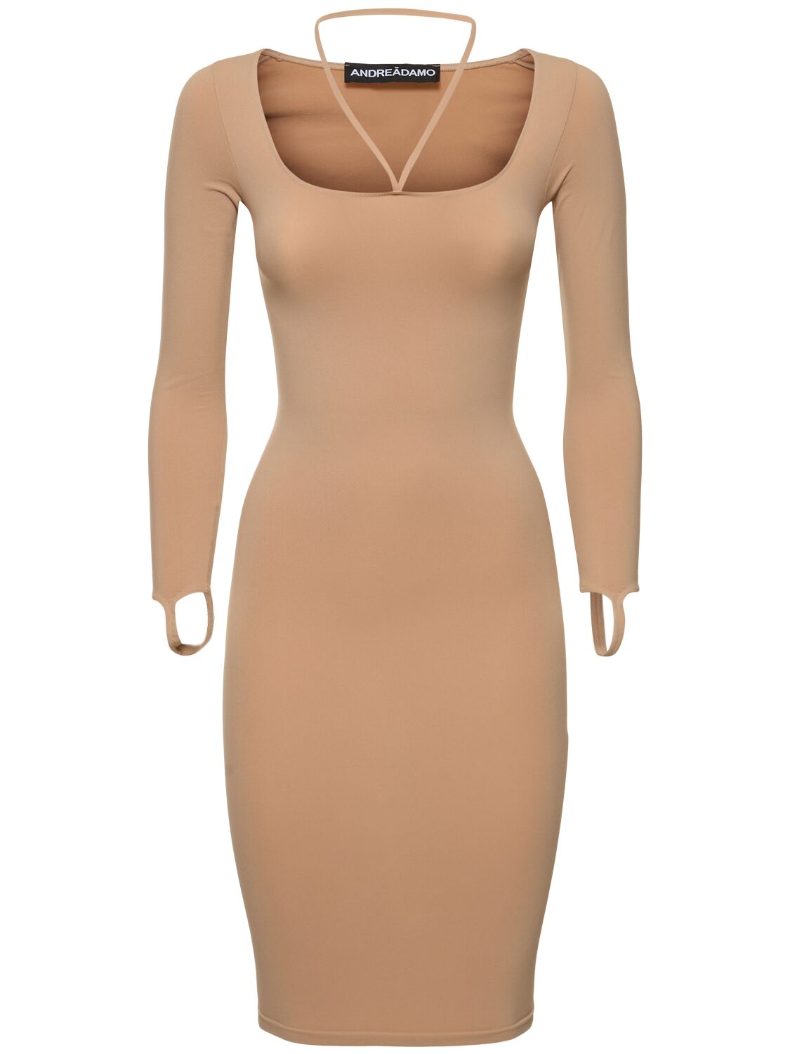 Andreädamo Sculpting Jersey Midi Dress In Brown