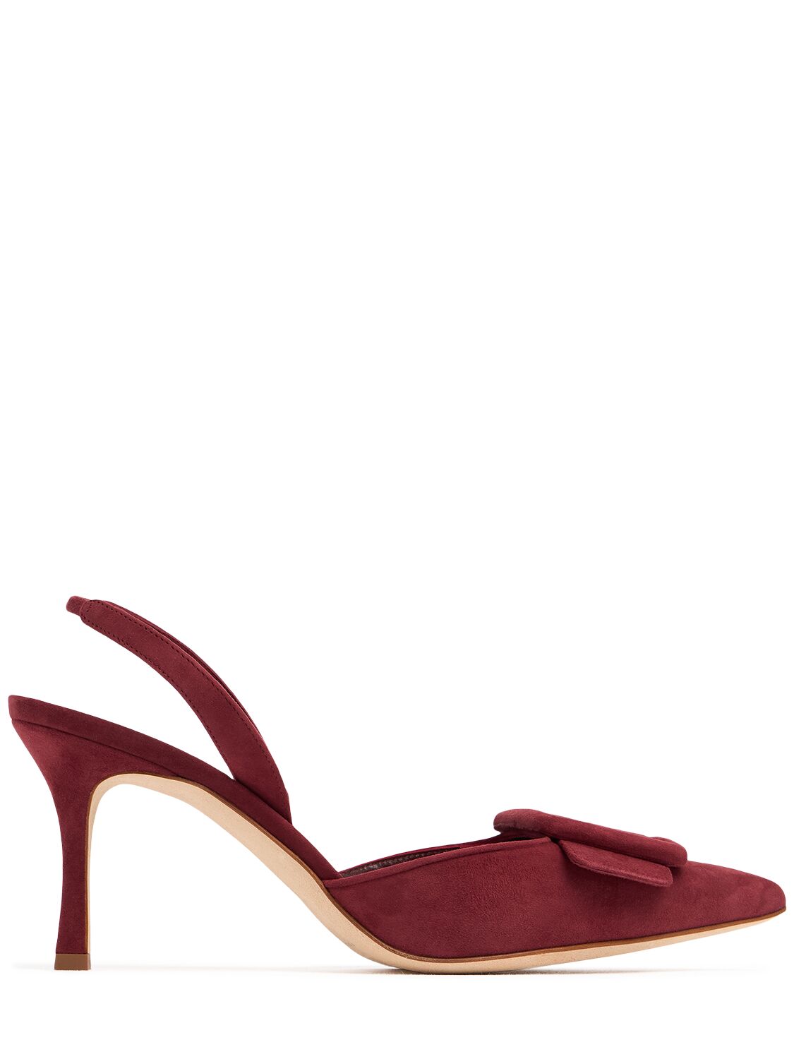 Manolo Blahnik 70mm Maysli Suede Slingback Pumps In Dark Red