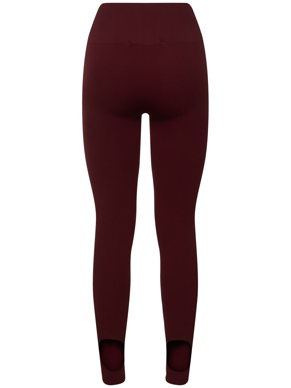 Shop Andreädamo Ribbed Jersey Leggings W/ Stirrups In Burgundy