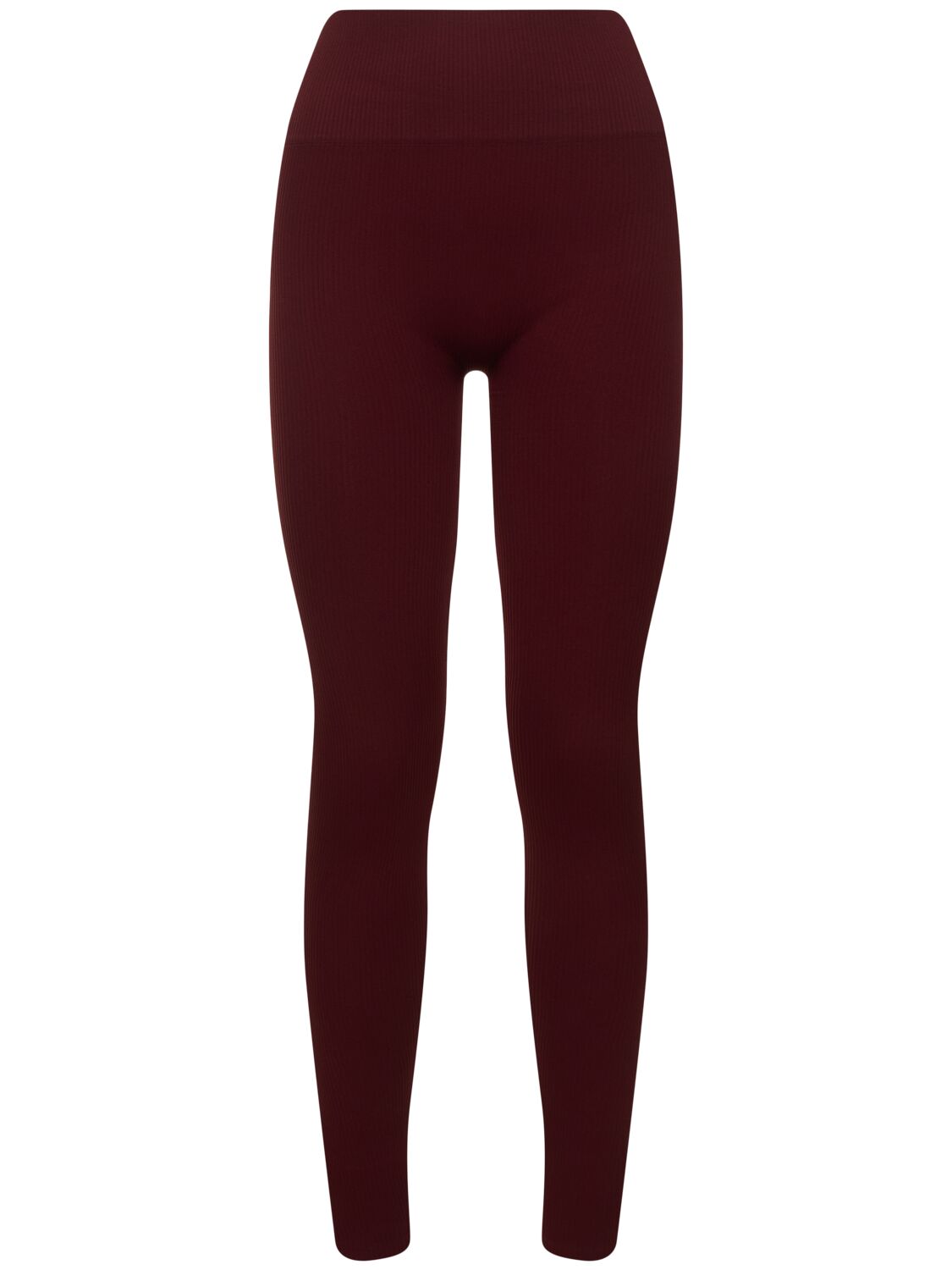 Andreädamo Ribbed Jersey Leggings W/ Stirrups In Burgundy