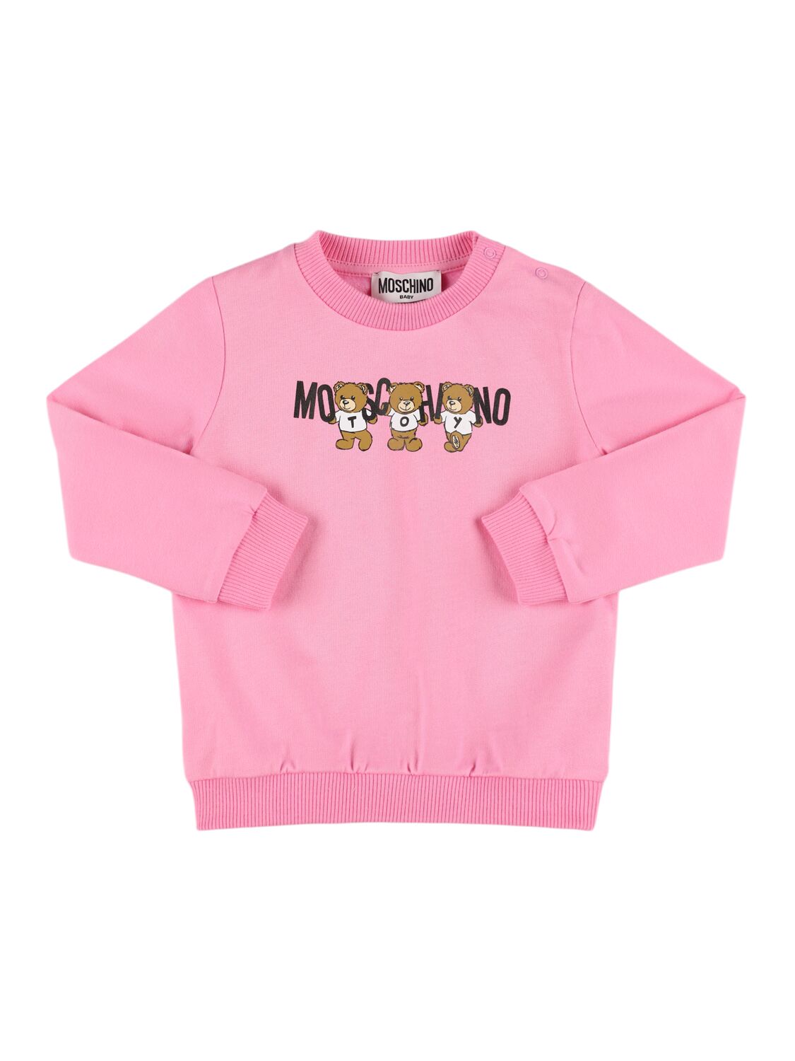 Moschino Printed Cotton Crewneck Sweatshirt In Pink