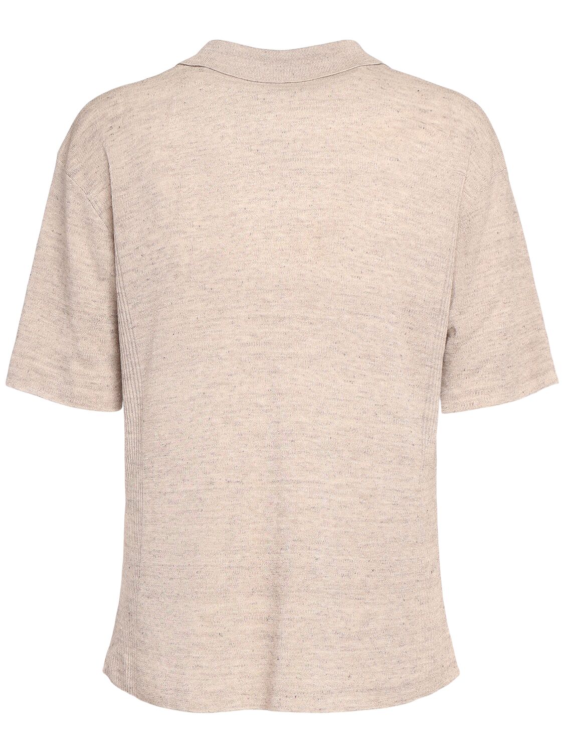 The Row Reggie Linen & Viscose Polo Top In Light Pebble