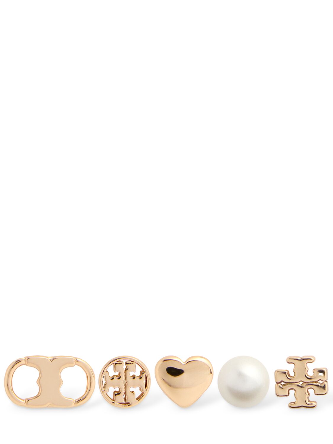 Tory Burch Set Of 5 Mismatched Earrings In Gold