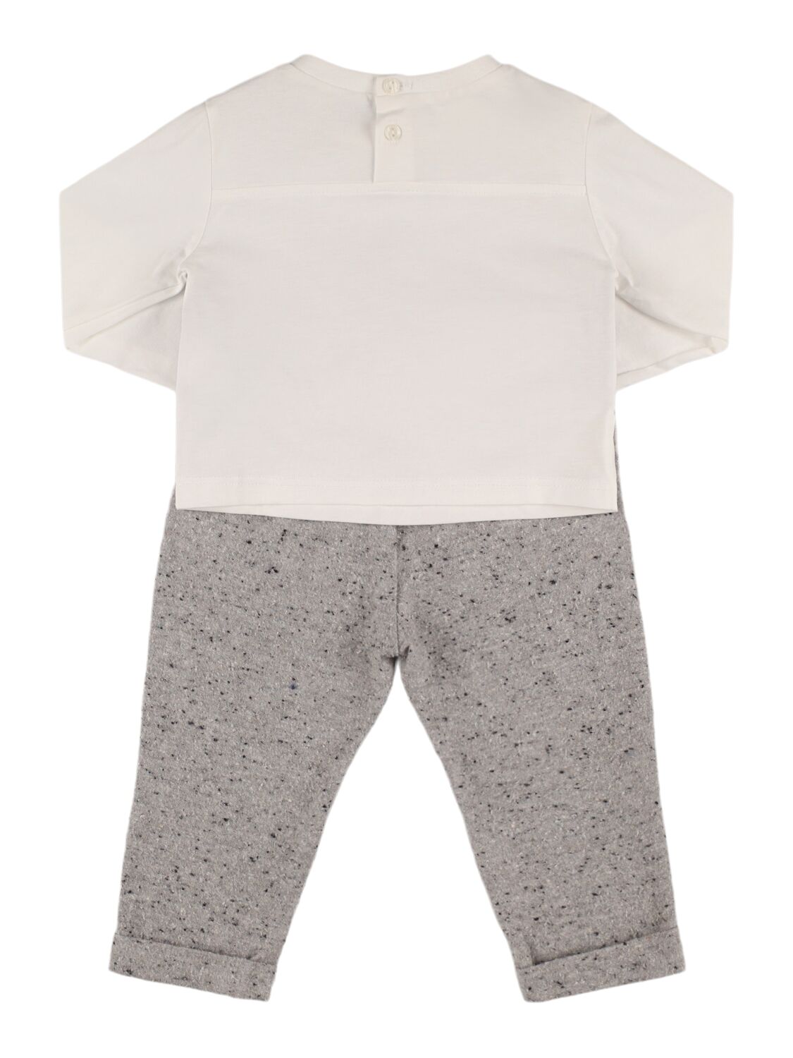 Shop Monnalisa Cotton Jersey Shirt & Pants In Grey/white