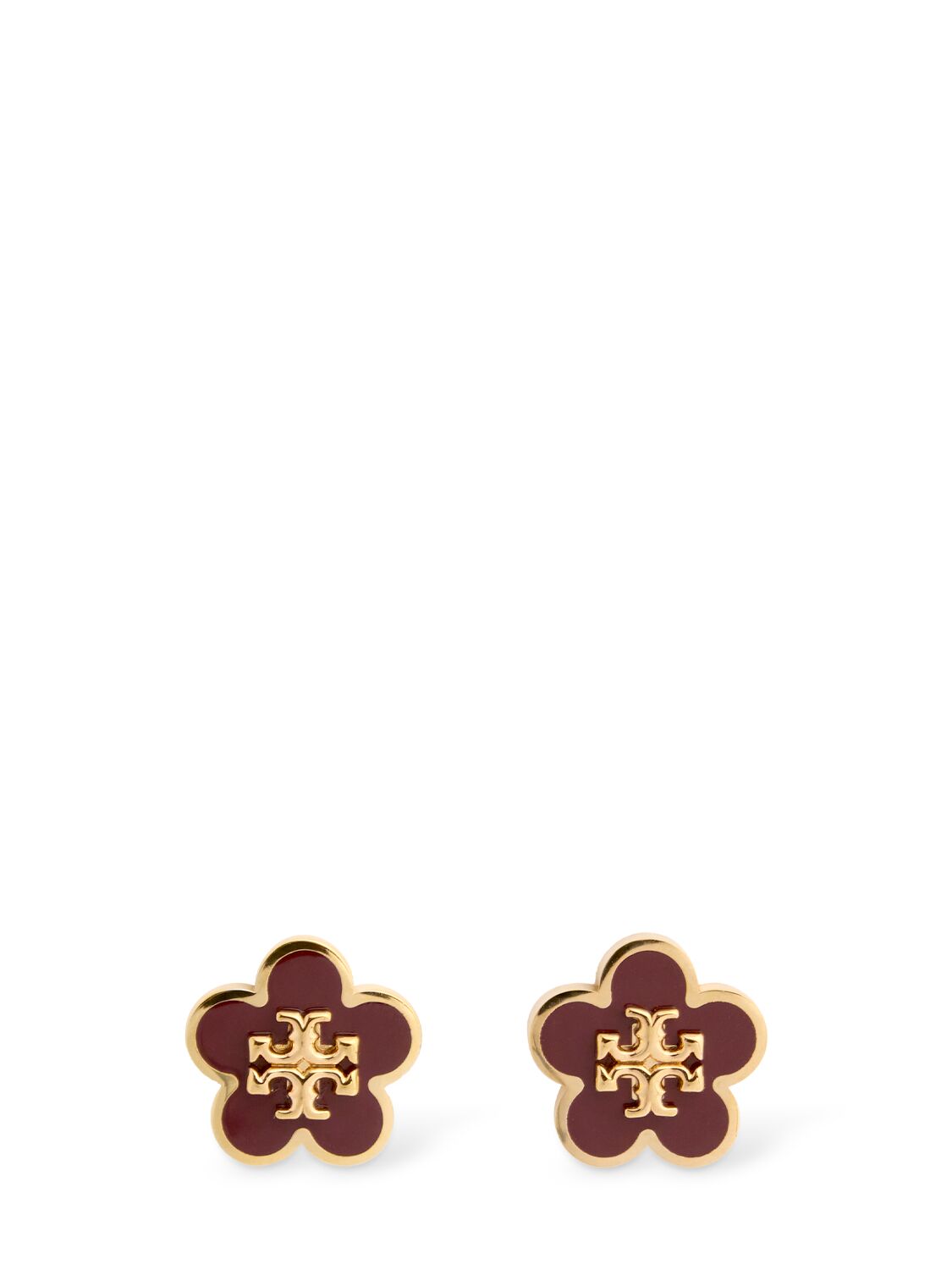 Tory Burch Kira Flower Stud Earrings In Bordeaux/gold