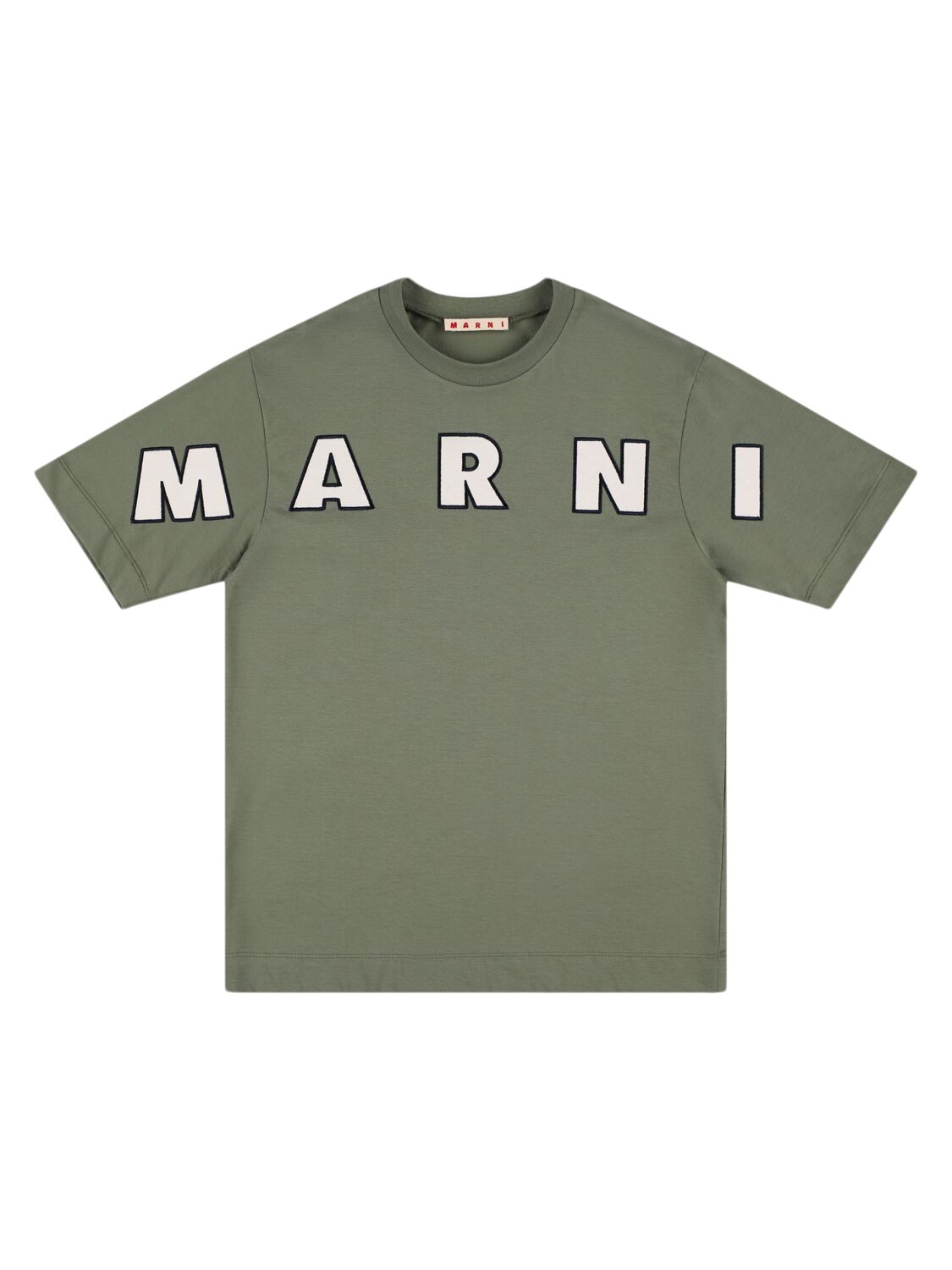 Marni Junior Embroidered Cotton Jersey T-shirt In Dark Green