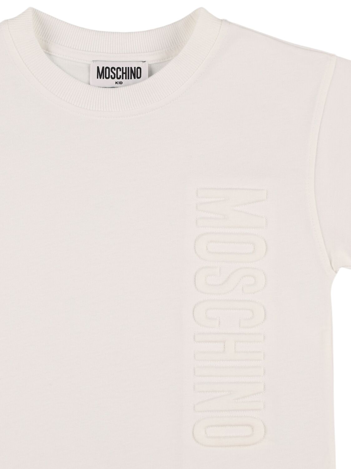 Shop Moschino Logo Embroidery Cotton Jersey T-shirt In White