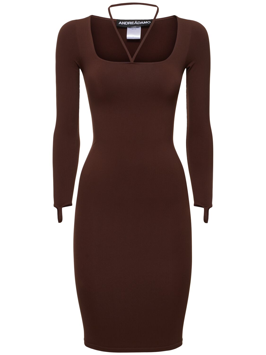 Andreädamo Sculpting Jersey Midi Dress In Brown