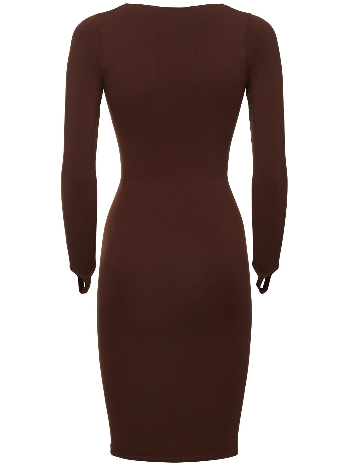 Shop Andreädamo Sculpting Jersey Midi Dress In Brown