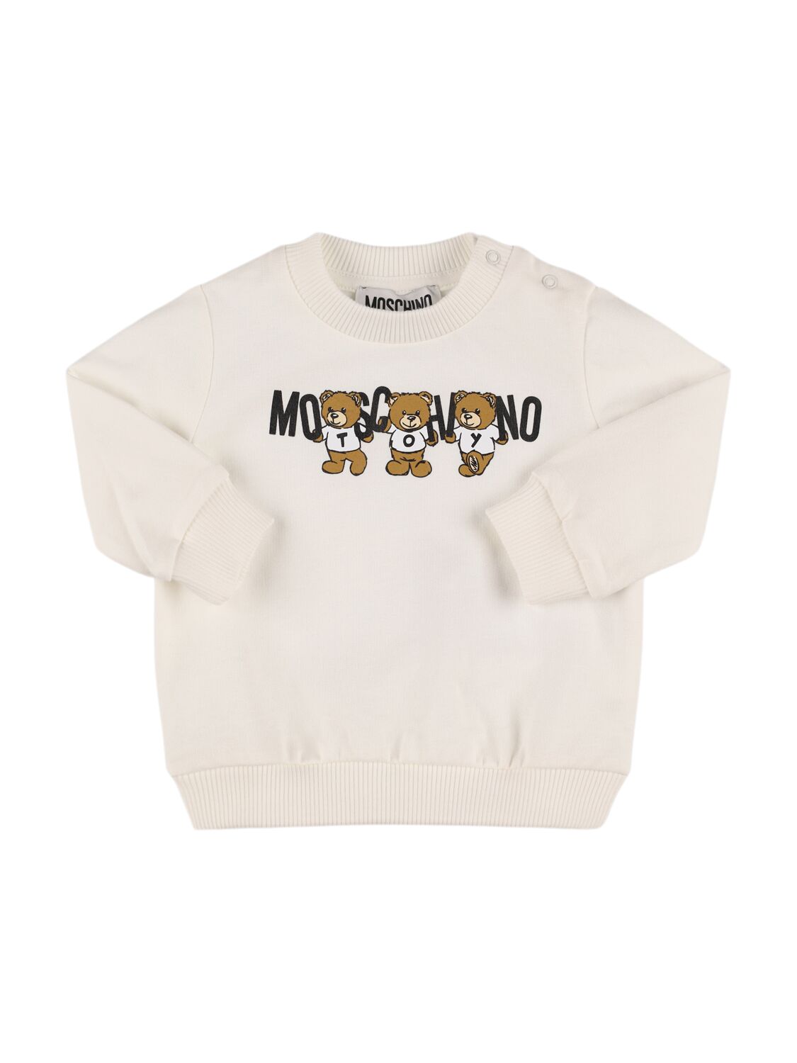 Moschino Printed Cotton Crewneck Sweatshirt In Neutral