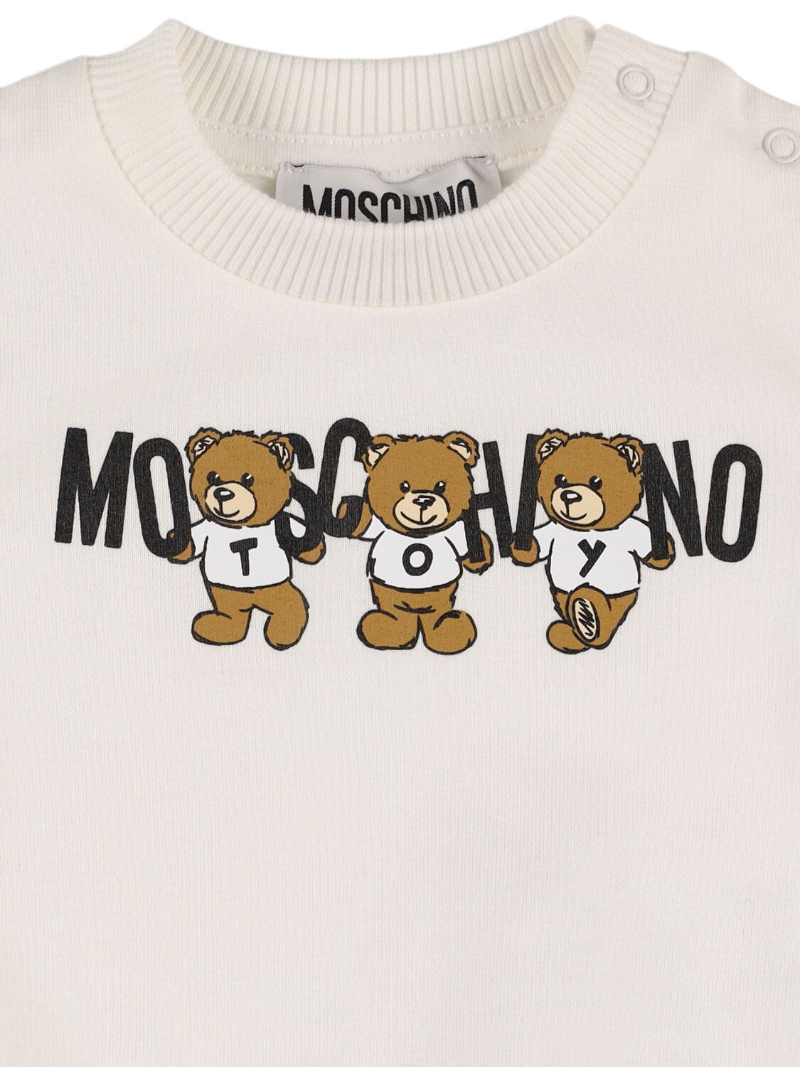 Shop Moschino Printed Cotton Crewneck Sweatshirt In White