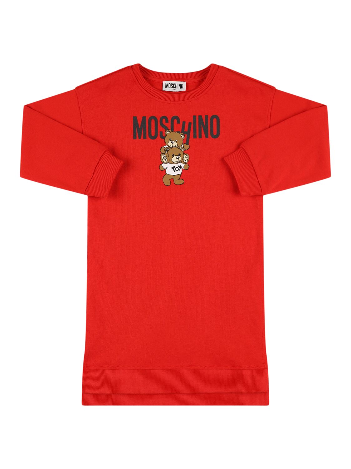 Moschino Printed Cotton Sweat Dress In Red