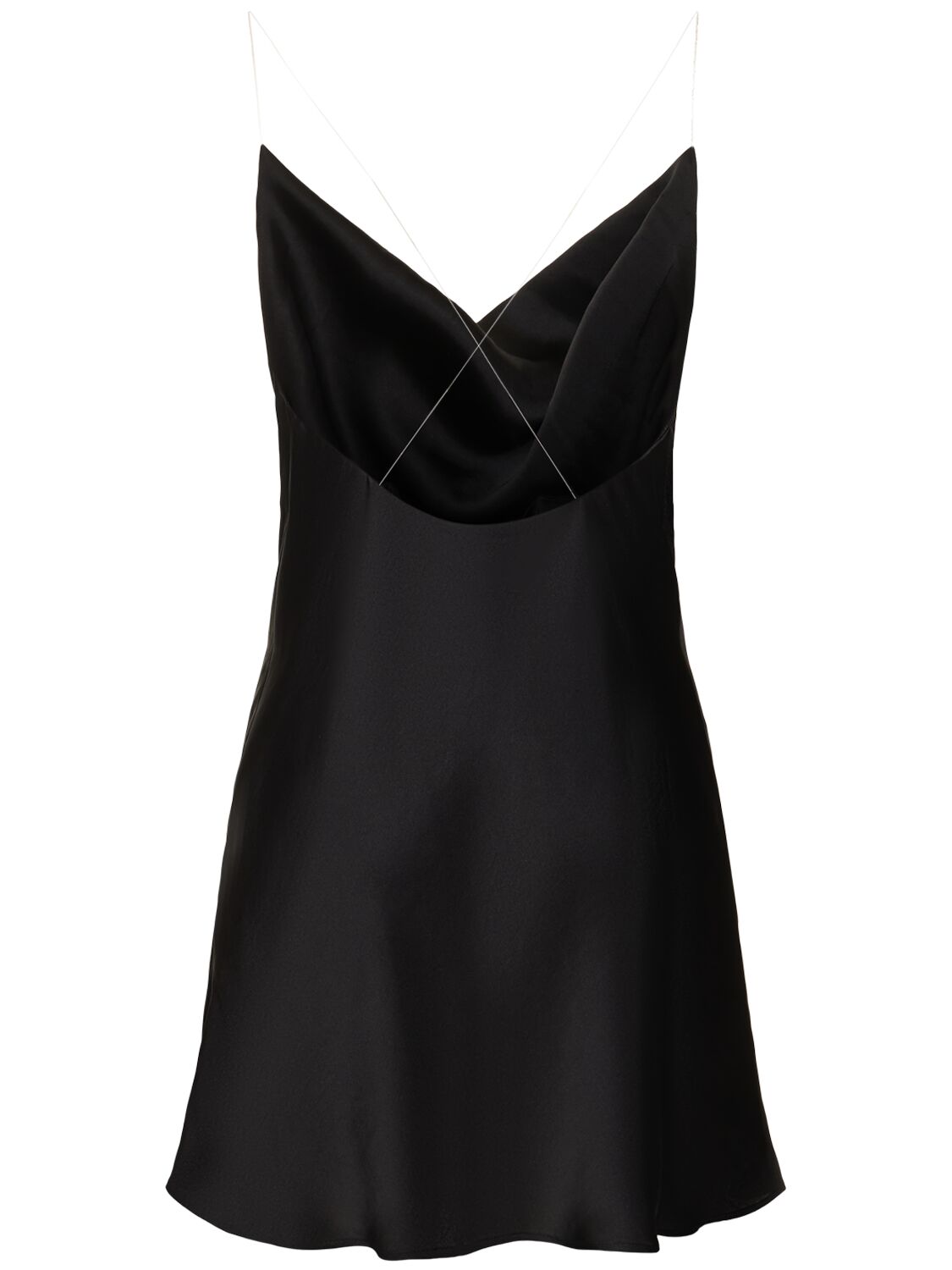 Shop Y/project Satin Invisible Strap Slip Mini Dress In Black