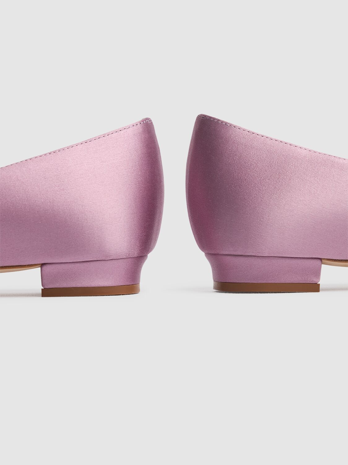 Shop Manolo Blahnik 10mm Hangisi Satin Ballerina Flats In Plum