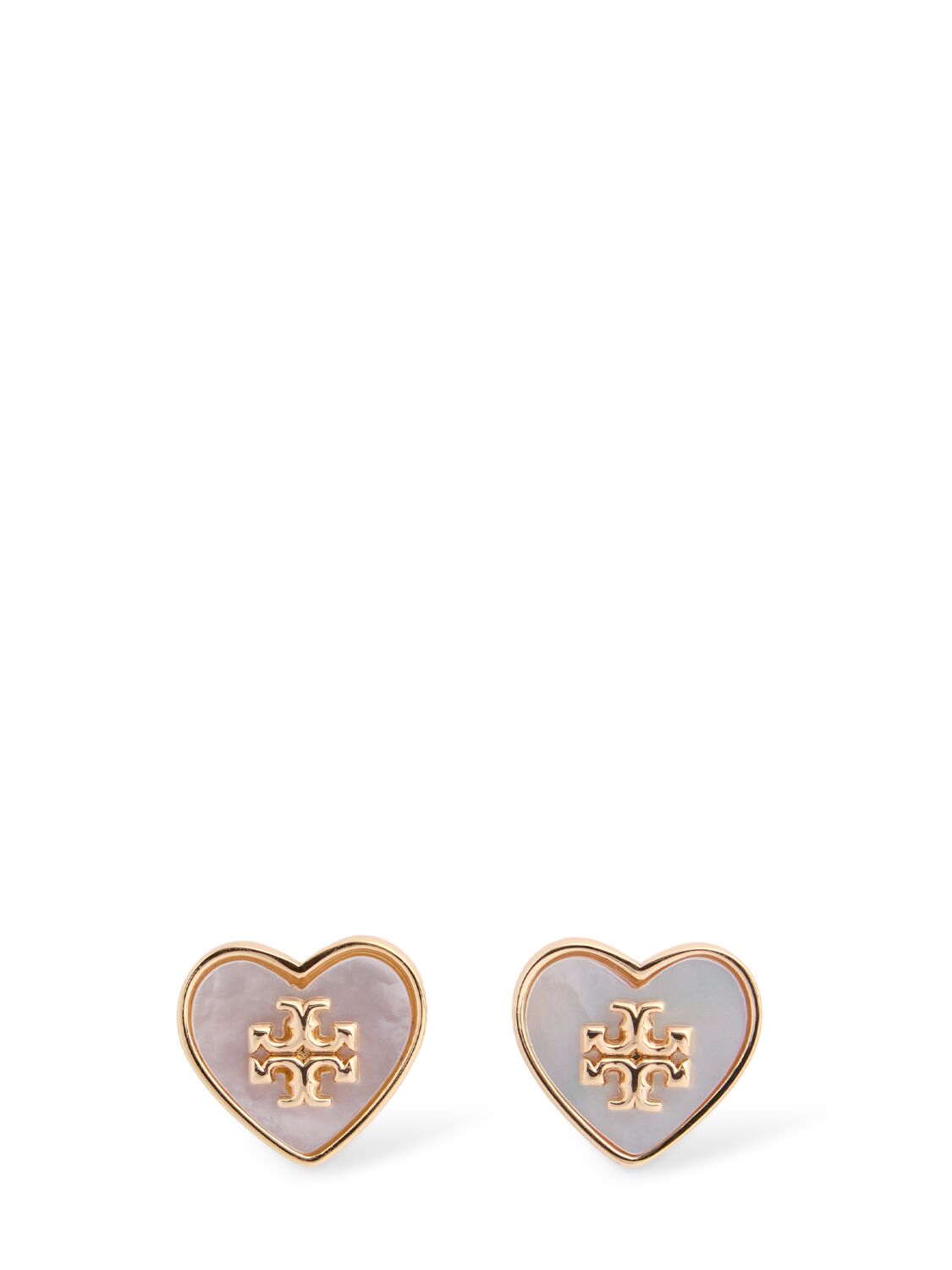 Tory Burch Kira Heart Stud Earrings In Gold/pearl