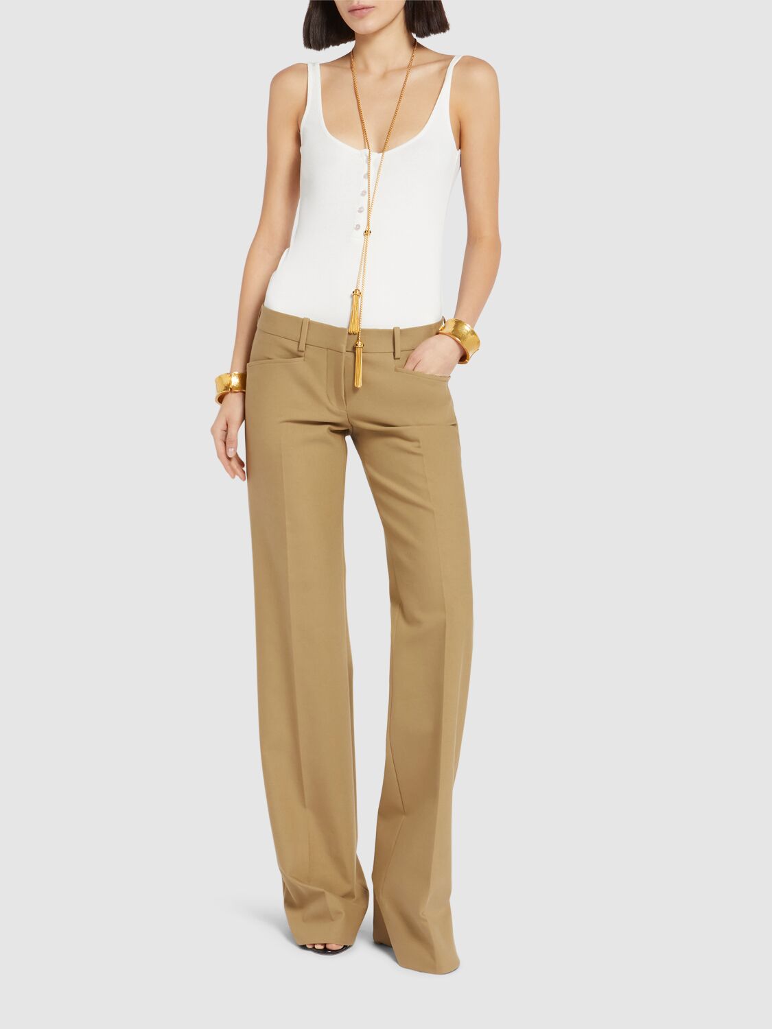 Tom Ford Cotton Blend Rib Jersey Tank Top In White