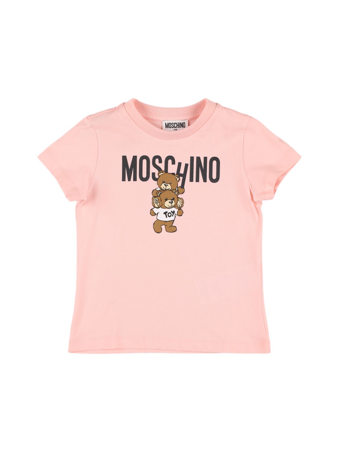 Moschino Kids' Printed Cotton Jersey T-shirt In Pink