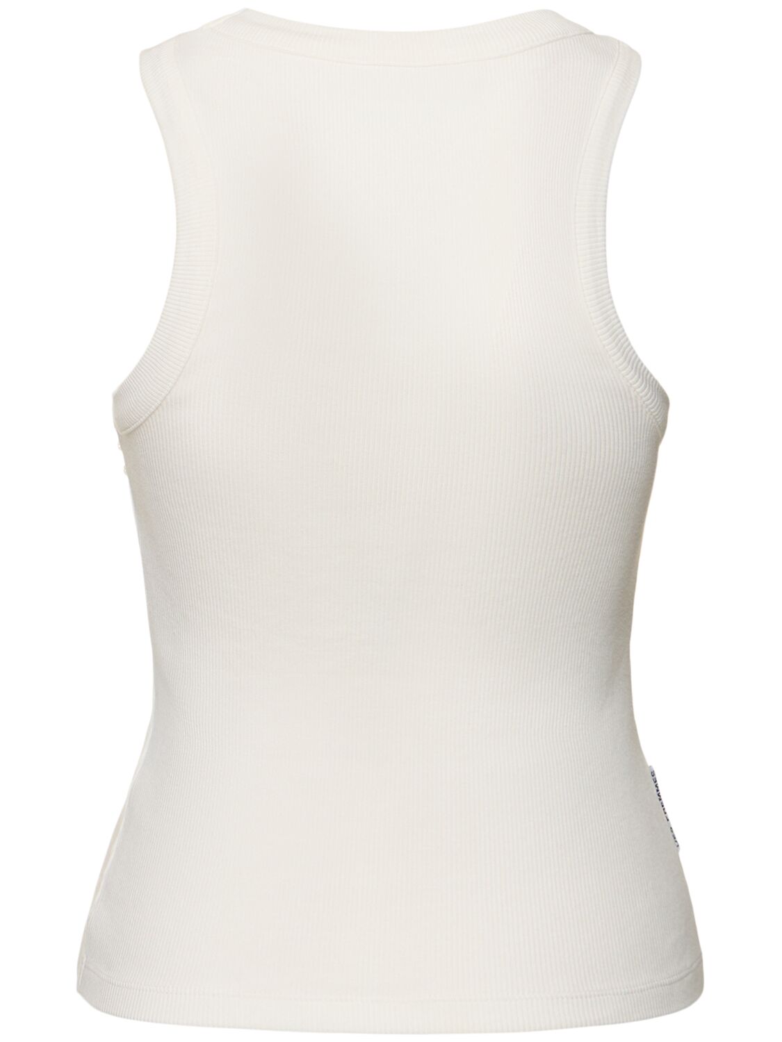 Shop Des Phemmes Embellished Ribbed Jersey Tank Top In White