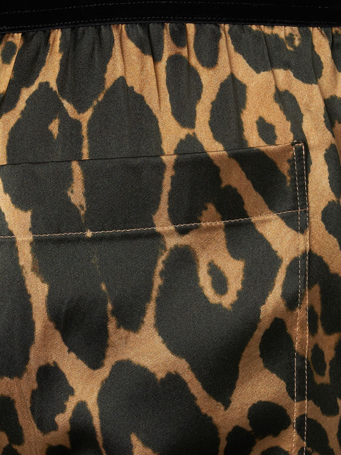 Tom Ford Camel Silk Blend Leopard Print Trousers In Camel/black