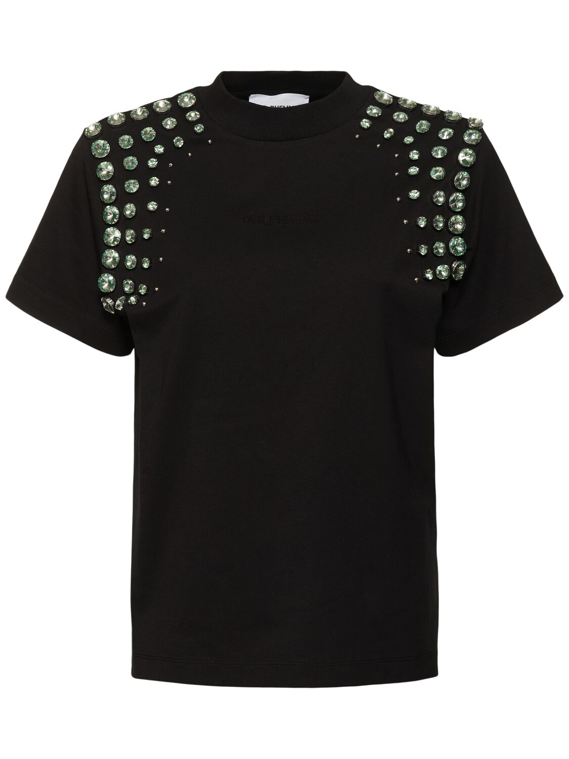 Shop Des Phemmes Embellished Jersey T-shirt In Black