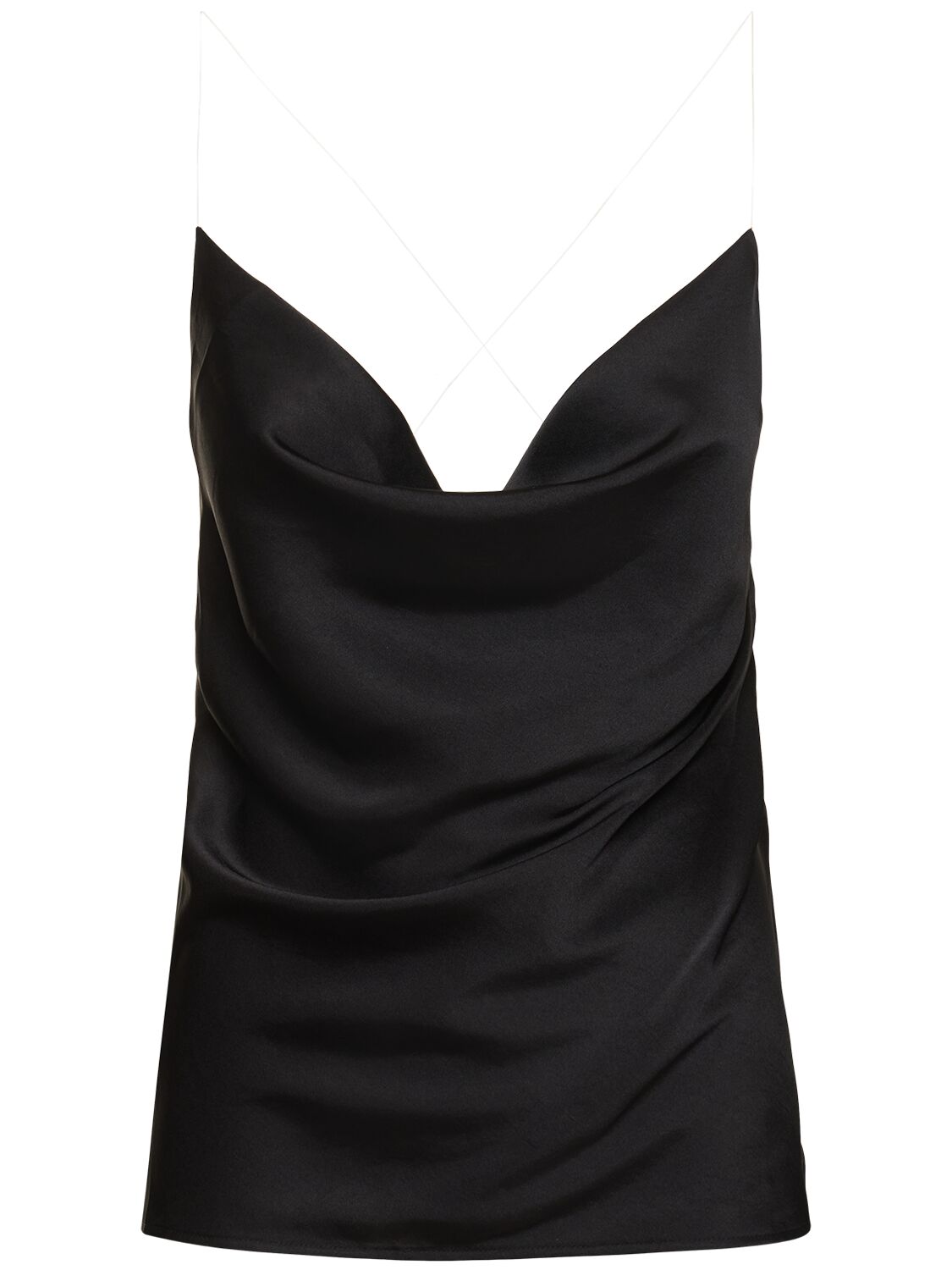 Shop Y/project Invisible Strap Satin Slip Top In Black