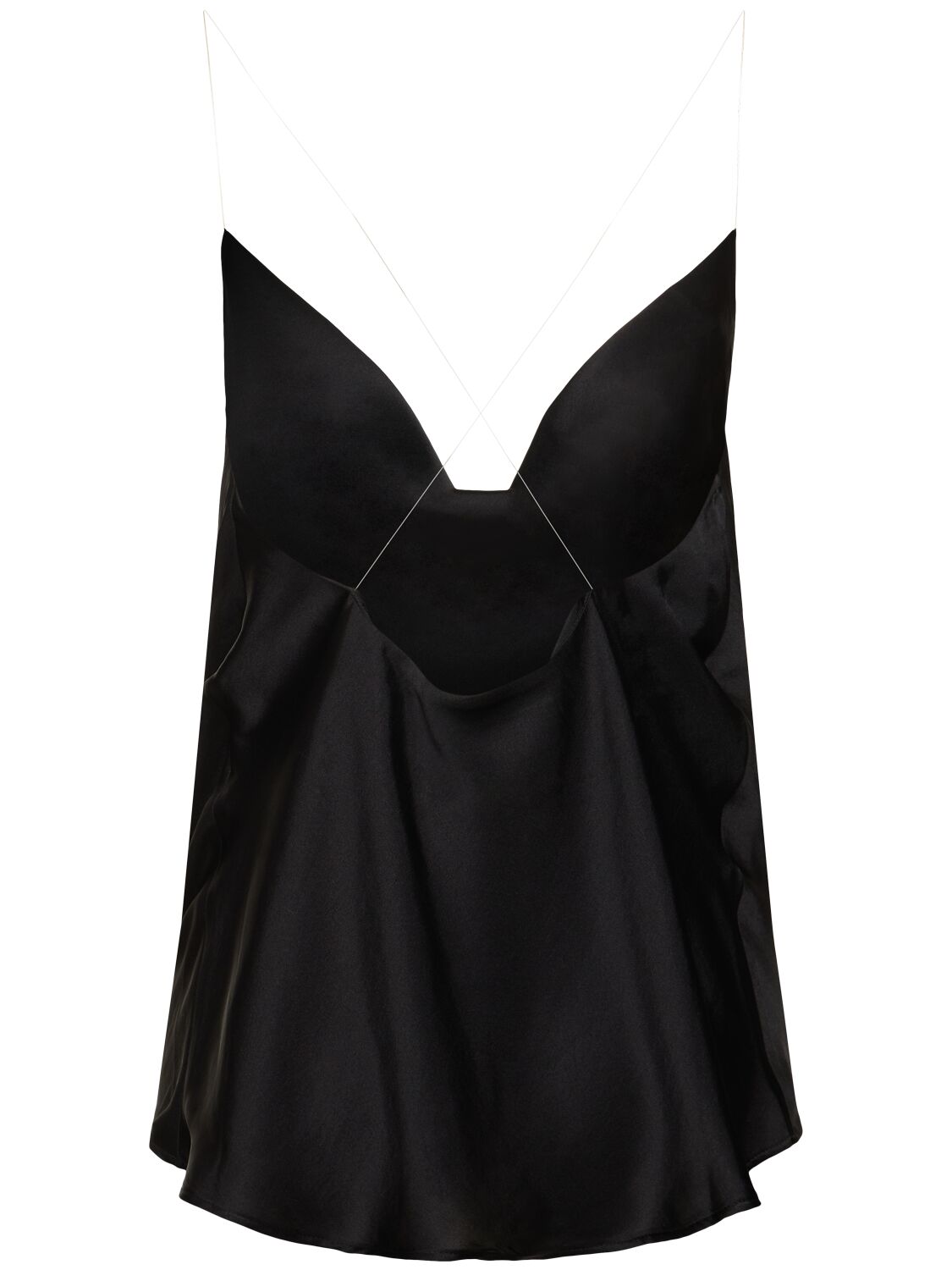 Shop Y/project Invisible Strap Satin Slip Top In Black