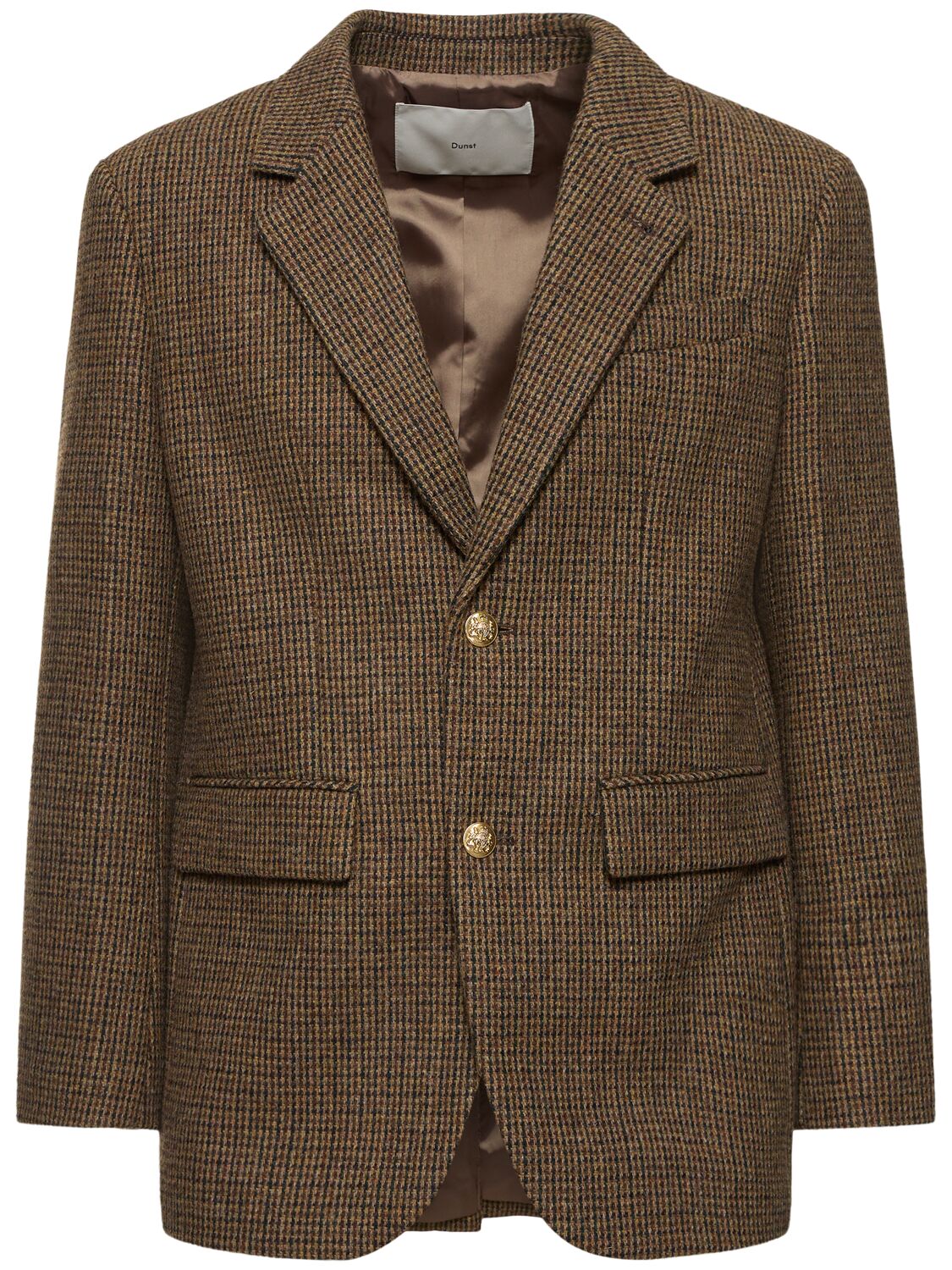 Dunst Unisex Classic Wool Blend Blazer In Brown Check