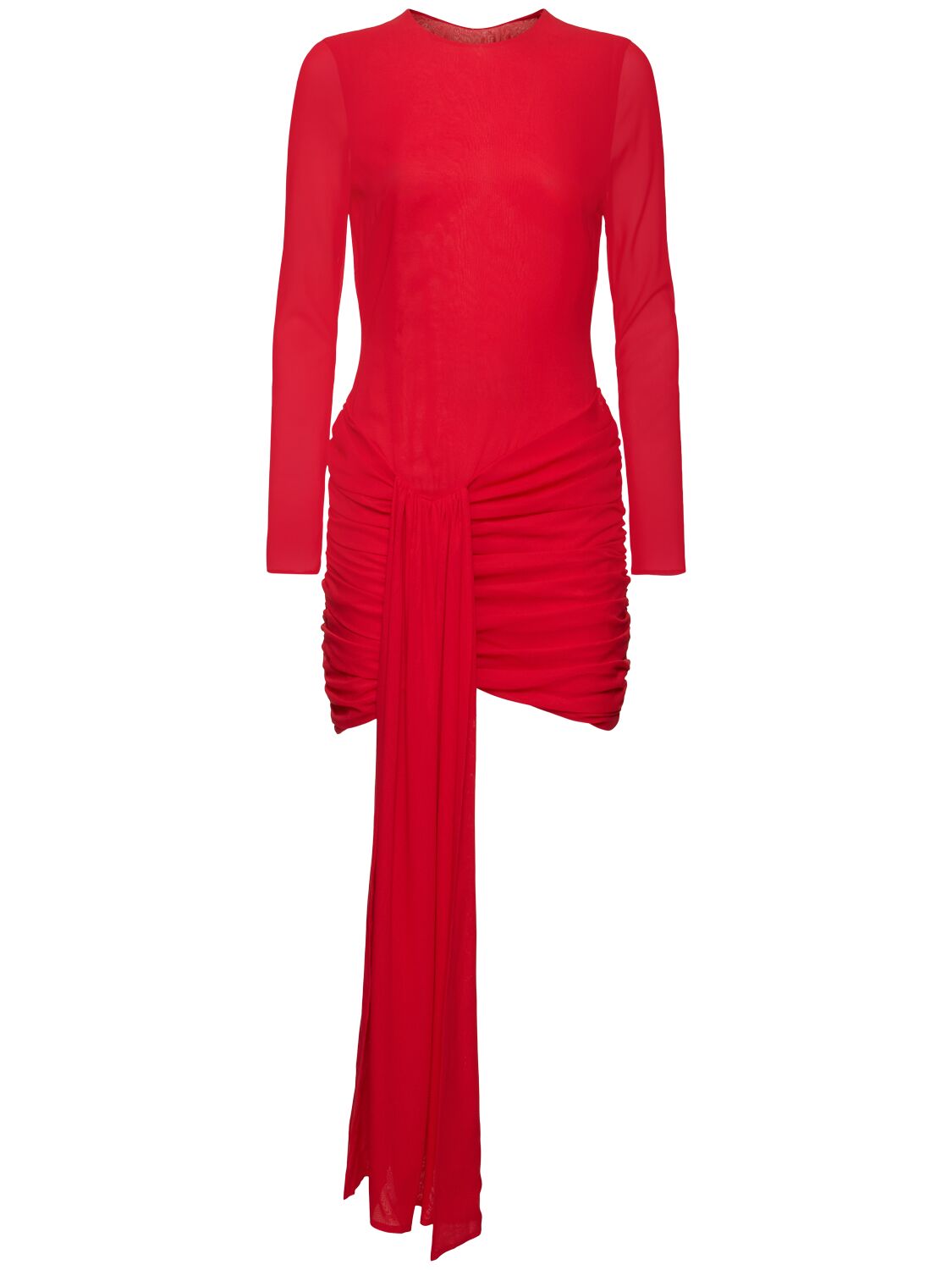 Giuseppe Di Morabito Draped Stretch Silk Mini Dress In Red