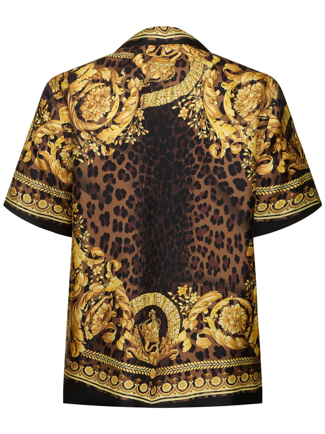 Shop Versace Printed Silk Twill Shirt In Chestnut