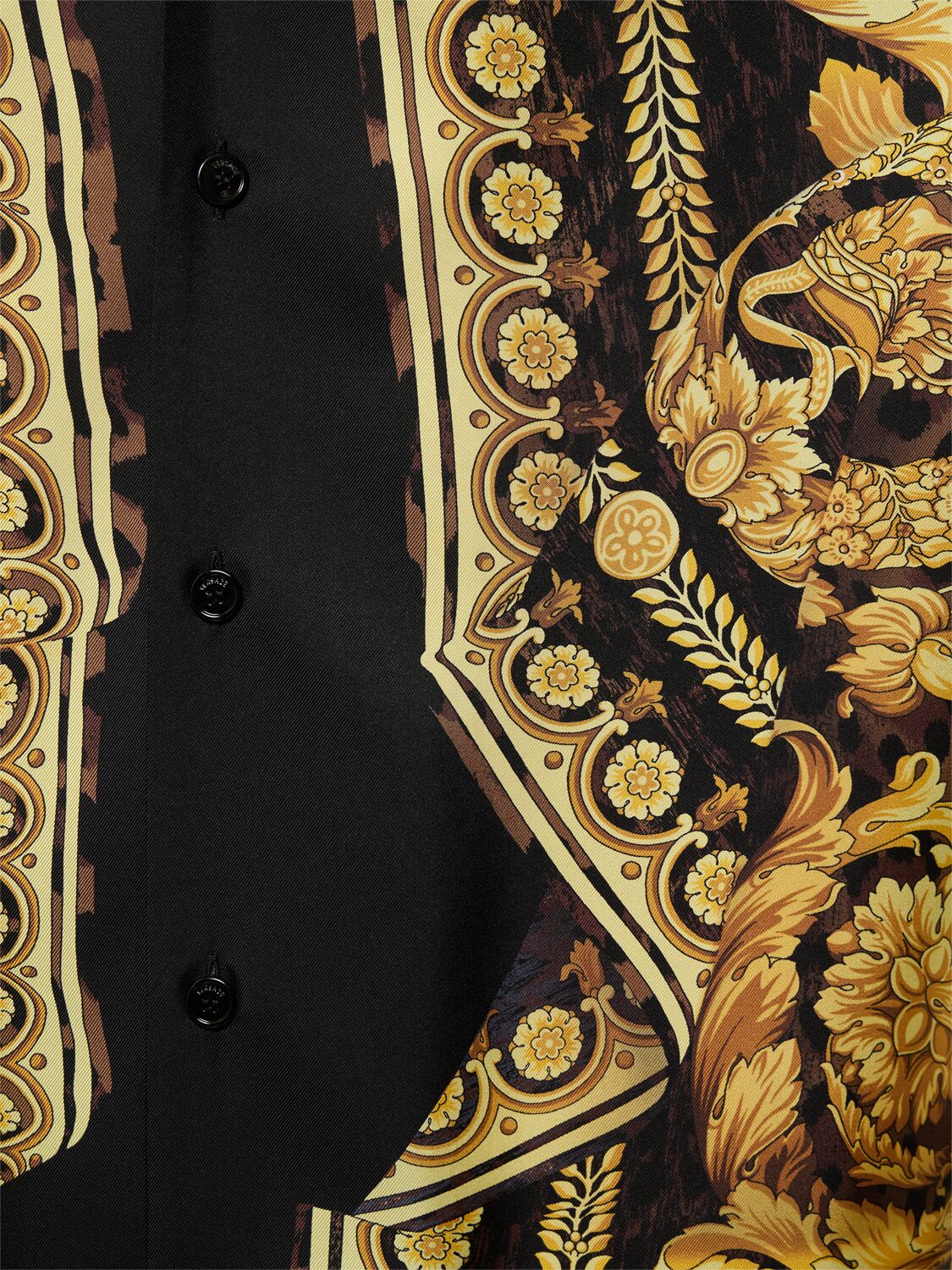 Shop Versace Printed Silk Twill Shirt In Chestnut