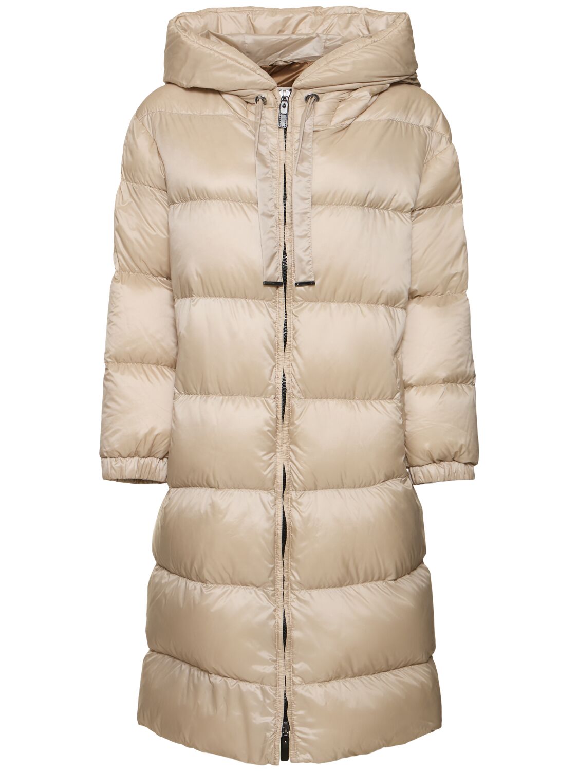 Max Mara Seipa Waterproof Down Long Jacket In Ecru