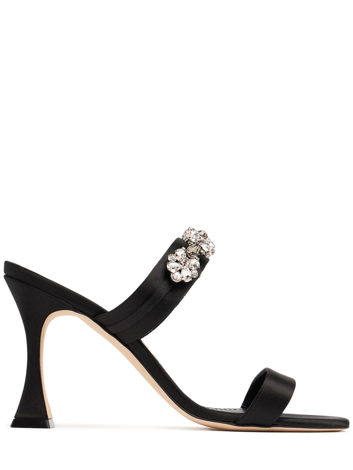 Manolo Blahnik 90mm Persan Satin Sandals In Black