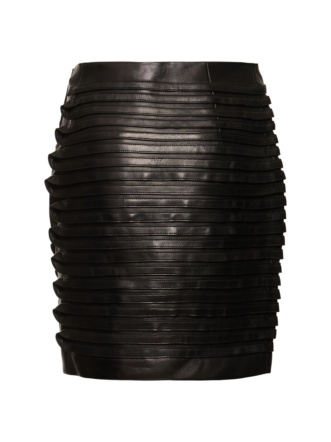 Shop Versace Plongé Leather Mini Skirt In Black