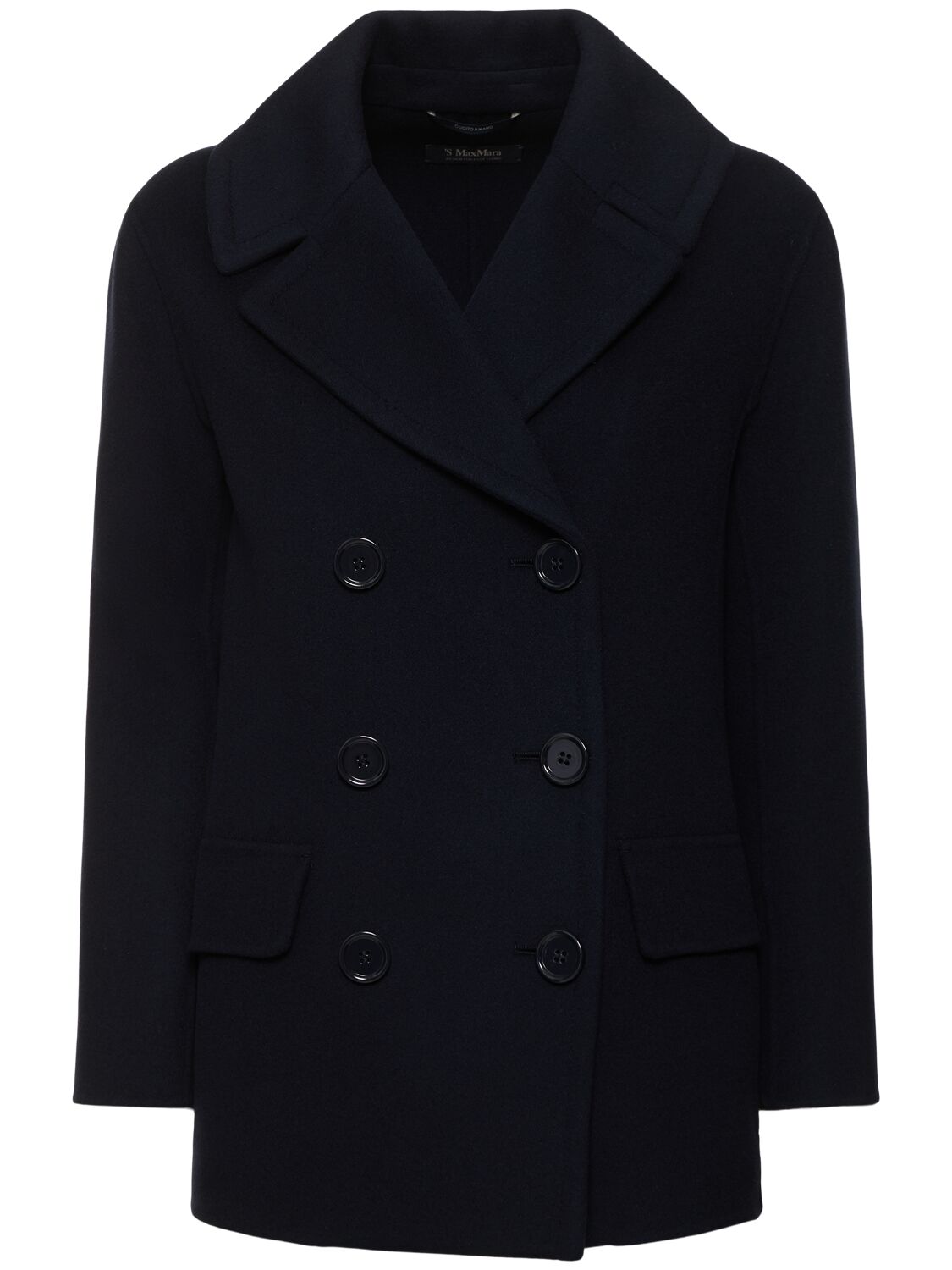 Shop 's Max Mara Efebo Double Breast Wool Short Coat In Navy