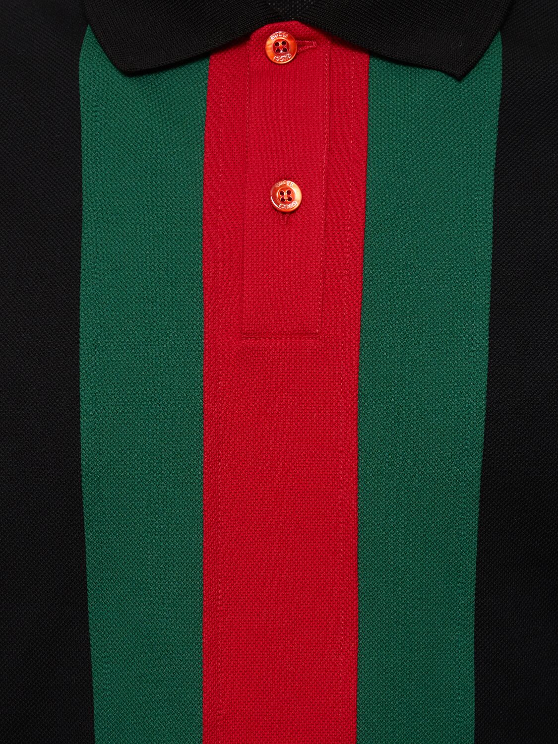 GUCCI WEB STRETCH COTTON PIQUET POLO SHIRT
