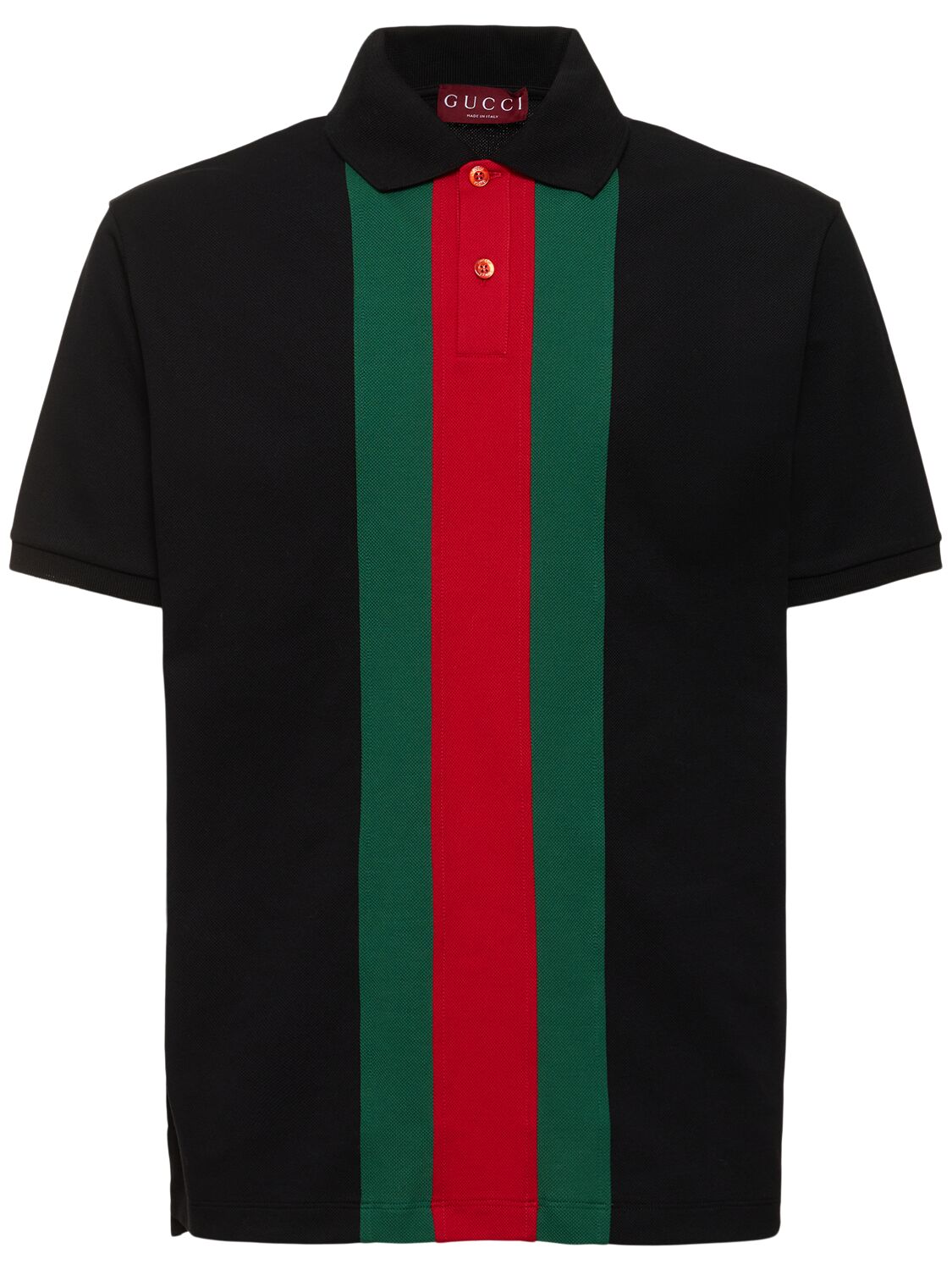 GUCCI WEB STRETCH COTTON PIQUET POLO SHIRT