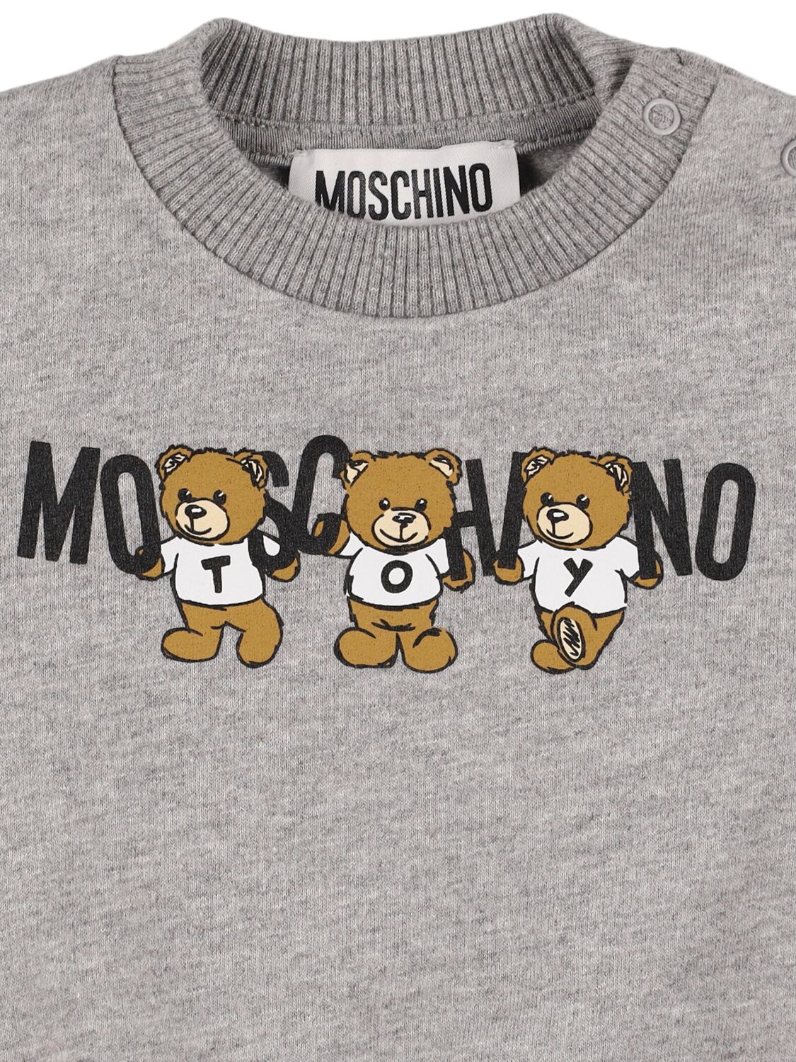 Shop Moschino Printed Cotton Crewneck Sweatshirt In Grey