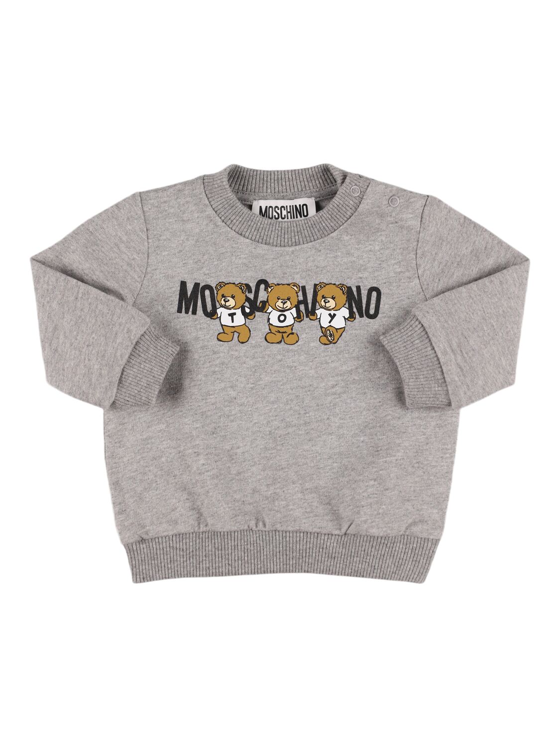 Moschino Printed Cotton Crewneck Sweatshirt In Gold