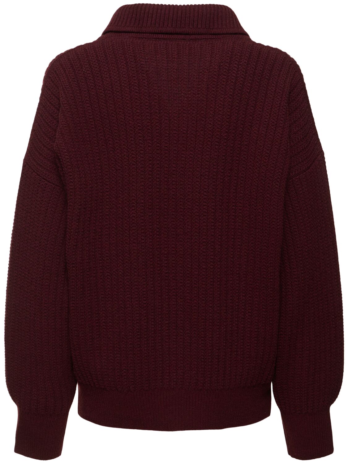 Shop Victoria Beckham Shawl-neck Wool Sweater In Red/purple