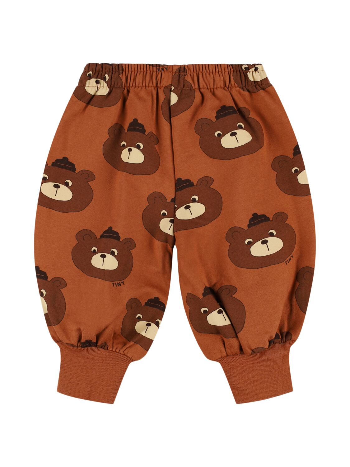 Shop Tiny Cottons Bear Print Cotton Sweatpants In Brown