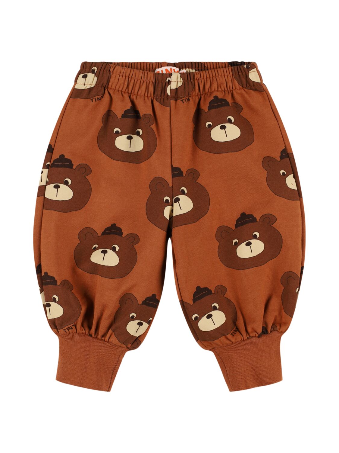 Tiny Cottons Bear Print Cotton Sweatpants In Brown