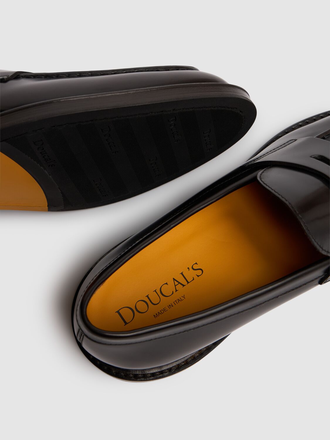 Shop Doucal's Penny Leather Loafers In Dark Brown